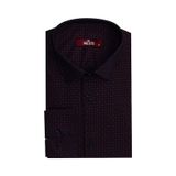 Wessi Kaz Ayağı Desenli Slim Fit Bordo Erkek Gömlek