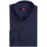 Wessi Kaz Ayağı Desenli Slim Fit Lacivert Erkek Gömlek