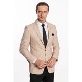Wessi Kendinden Desenli Slim Fit Açık Sarı Erkek Ceket