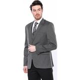 Wessi Kendinden Desenli Slim Fit Füme Erkek Ceket - 48 - Siyah