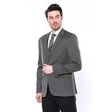 Wessi Kendinden Desenli Slim Fit Füme Erkek Ceket