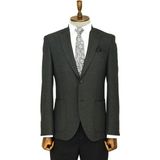 Wessi Kendinden Desenli Slim Fit Sivri Yaka Antrasit Erkek Ceket - 58 - Füme