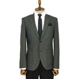 Wessi Kendinden Desenli Slim Fit Sivri Yaka Gri Erkek Ceket - 58