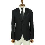 Wessi Kendinden Desenli Slim Fit Sivri Yaka Siyah Erkek Ceket - 56