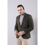 Wessi Kendinden Desenli Slim Fit Sivri Yaka Yeşil Erkek Ceket - 52