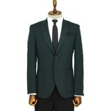 Wessi Kendinden Desenli Slim Fit Sivri Yaka Yeşil Erkek Ceket - 58