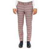 Wessi Kırmızı Ekose Desenli Slim Fit Gri Erkek Pantolon