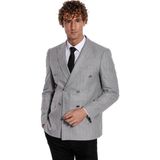 Wessi Kruvaze Slim Fit Çizgili Gri Erkek Ceket - 52