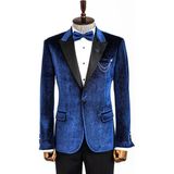 Wessi Lacivert Simli Slimfit Damatlık Ceket - 58