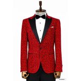 Wessi Leopar Desenli Slim Fit Dik Yaka Bordo Erkek Balo Ceketi