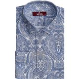 Wessi Mavi Floral Desenli Slim Fit Gömlek - XL - Lacivert