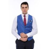 Wessi Mavi Yakalı Desensiz Erkek Yelek