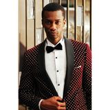 Wessi Nokta Desenli Slim Fit Bordo Erkek Smokin Ceket - 46
