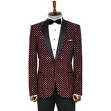Wessi Nokta Desenli Slim Fit Bordo Erkek Smokin Ceket