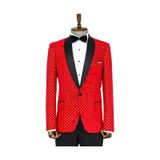 Wessi Nokta Desenli Slim Fit Kırmızı Erkek Smokin Ceket