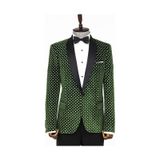 Wessi Nokta Desenli Slim Fit Koyu Yeşil Erkek Smokin Ceket