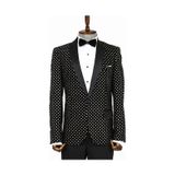 Wessi Nokta Desenli Slim Fit Siyah Erkek Smokin Ceket