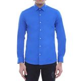 Wessi Pamuk Saten Slim Fit Mavi Erkek Gömlek