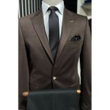 Wessi Penye Kahverengi Slim Fit Ceket