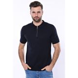 Wessi Polo Yaka Lacivert Düz Örme Erkek T-Shirt