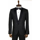 Wessi Siyah Beşgen Desenli Smokin Ceket - Black - 58