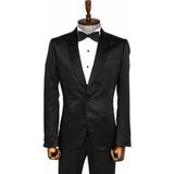 Wessi Siyah Nokta Desenli Slim Fit Smokin Ceket - Black - 48