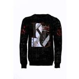 Wessi Siyah Taşlı Ve Desenli Sweatshirt