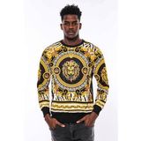 Wessi Siyah Üzerine Taşlı Baskılı Bisiklet Yaka Sweatshirt