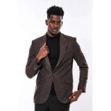 Wessi Slim Fit Desenli Kahverengi Erkek Ceket
