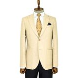 Wessi Slim Fit Desensiz Geniş Yaka Krem Erkek Yün Ceket - Wessi - 46