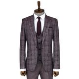 Wessi Slim Fit Ekose Bordo Erkek Takım Elbise