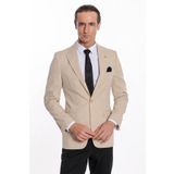 Wessi Slim Fit Sivri Yaka Bej Erkek Ceket