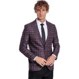 Wessi Slim Fit Sivri Yaka Mor Erkek Ceket - 58 - Bordo