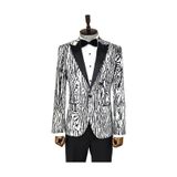 Wessi Slim Fit Zebra Desen Erkek Smokin Ceket - Beyaz