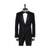 Wessi Slim Fit Zebra Desen Erkek Smokin Ceketi - Siyah