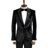 Wessi Slimfit Damatlık Ceket Siyah Erkek %20 Polyester %80 Viskon Şık Detaylarla Tasarlandı - Black - 54