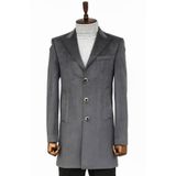 Wessi Süet Slim Fit Uzun Gri Erkek Kaban