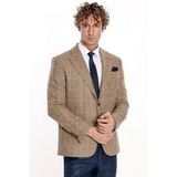 Wessi Taba Renk Slim Fit Erkek Ceket %70 Yün Balıksırtı Desen ile Şık Görünüm - 54
