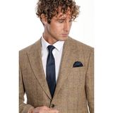 Wessi Taba Renkli Slim Fit Erkek Ceket - %70 Yün, Balıksırtı Desen ile Şıklık - 52