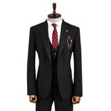 Wessi TK-62110-154-10 Sivri Yaka Tek Düğmeli Slim Fit Siyah Erkek Takım Elbise