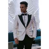 Wessi Tüy Desenli Slim Fit Beyaz Erkek Smokin Ceket - 60