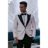 Wessi Tüy Desenli Slim Fit Beyaz Erkek Smokin Ceket
