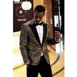 Wessi Tüy Desenli Slim Fit Siyah Erkek Smokin Ceket