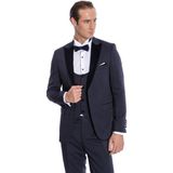 Wessi Velvet Yakalı Slim Fit Lacivert Erkek Damatlık - Wessi - 56