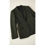 Wessi Yeşil Kazayağı Desenli Yün Ceket Erkek Slim Fit İki Düğme Detaylı - 46