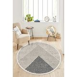 West Home Dijital Baskı Makinede Yıkanabilir Kaymaz Taban Leke Tutmaz Yuvarlak Salon Halısı Mutfak Halısı ve Balkon Halısı - 100 x 100 cm - Açık Bej - Krem