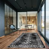 West Home Dijital Baskı Yıkanabilir Kaymaz Taban Salon Halısı Mutfak Halısı Yolluk ve Banyo Paspası - 120 x 300 cm - Siyah