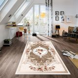 West Home Dijital Baskı Yıkanabilir Kaymaz Taban Salon Halısı Mutfak Halısı Yolluk ve Banyo Paspası - 140 x 300 cm - Kahverengi
