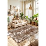 West Home Dijital Baskı Yıkanabilir Kaymaz Taban Salon Halısı Mutfak Halısı Yolluk ve Banyo Paspası - Kahverengi - 200 x 300 cm