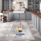 West Home Dijital Baskılı Yıkanabilir Kaymaz Taban Mutfak Halısı - 120 x 180 cm - Gri